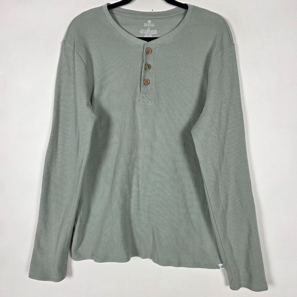 Honest Baby Clothing Henley 100% Organic Cotton Mens Large Long Sleeve Shirt